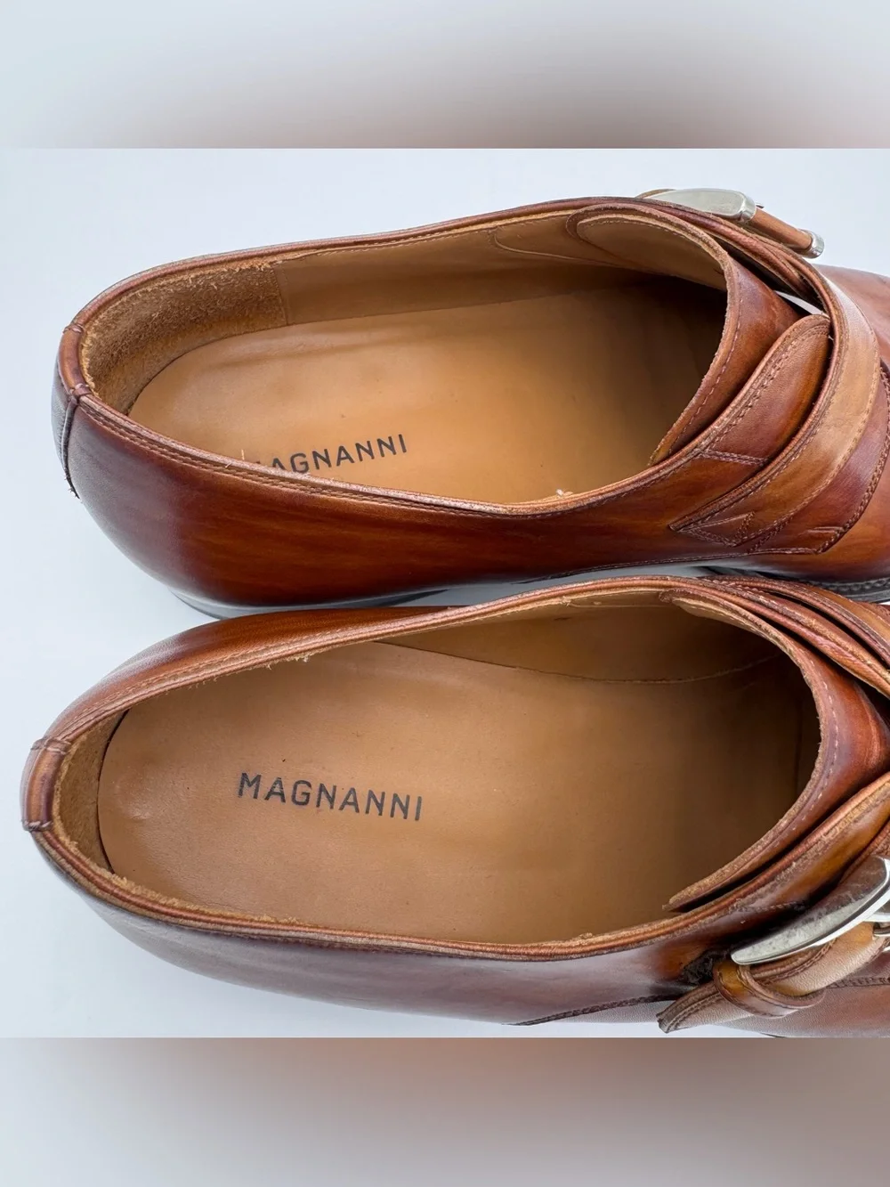Magnanni Marco II Monk Strap Oxford Brown Cuero Leather Men 11 M Made In Spain